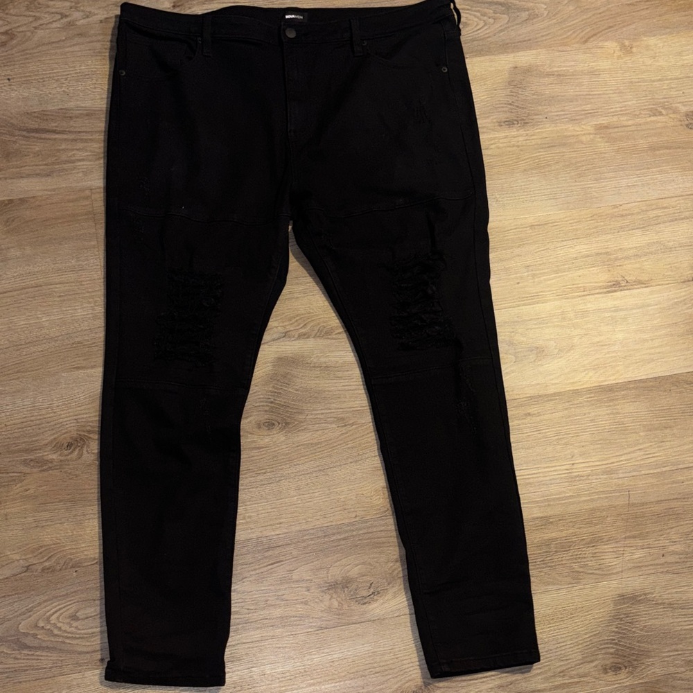 Fashion Nova Men's Distressed Black Skinny Jeans